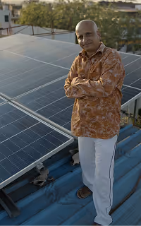 A house with rooftop solar panels
